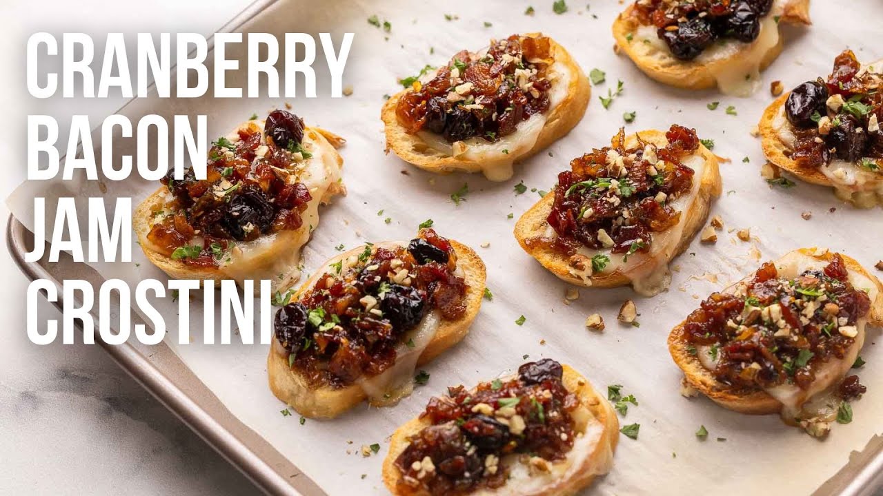 Кростини с клюквенным беконом и джемом l The Recipe Rebel