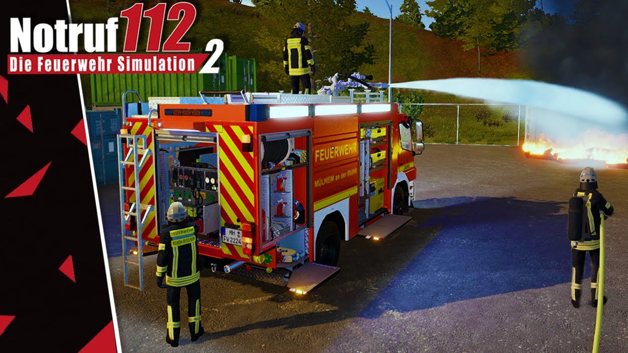 Notruf 112 - Die Feuerwehr Simulation 2  Löschangriff im Industriegebiet  mit Dachmonitor! 