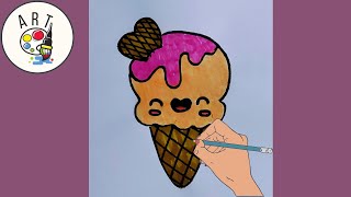 How to draw an ice cream easy and cute | how to draw cute things