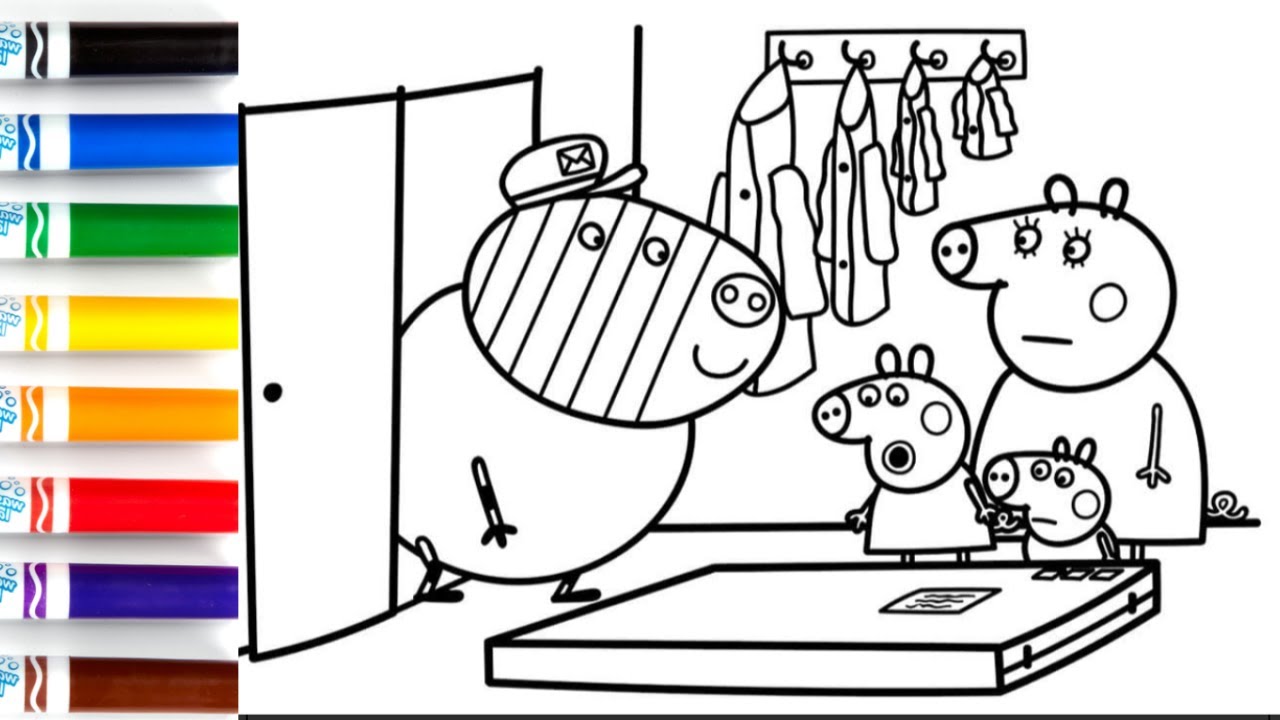 Peppa Pig Coloring Page for Toddlers Me.Zebra and Peppa Pig family