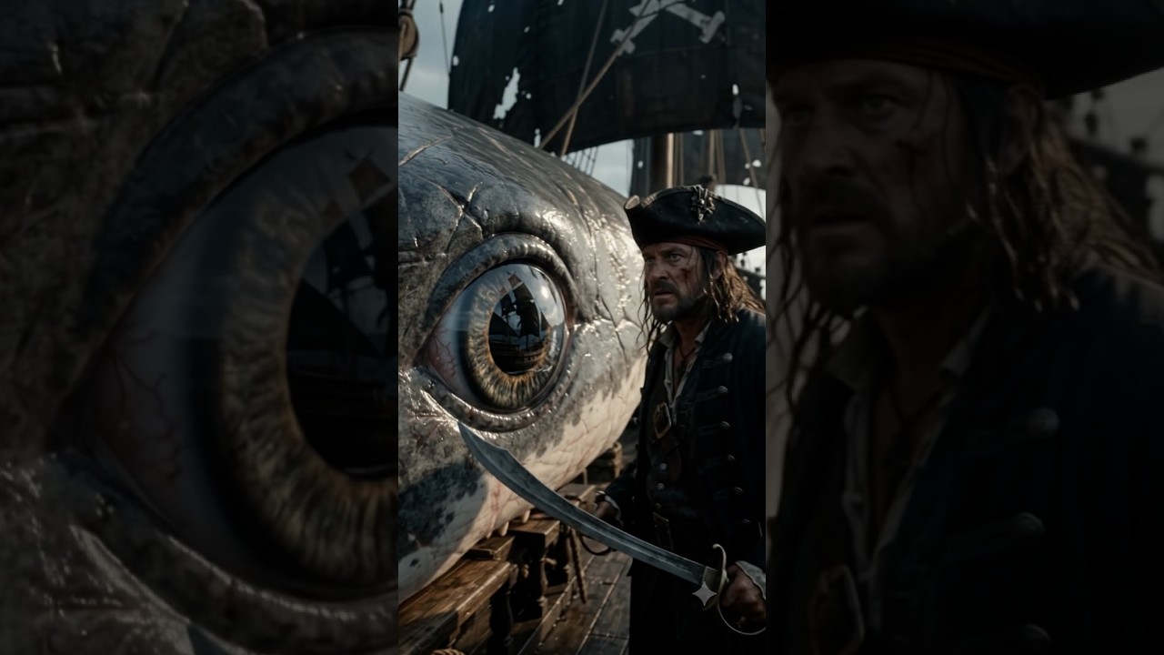 🌊🦈Could a wooden ship survive this hit?🏴‍☠️ #piratestory #megalodon #OceanAdventure #SeaMonster
