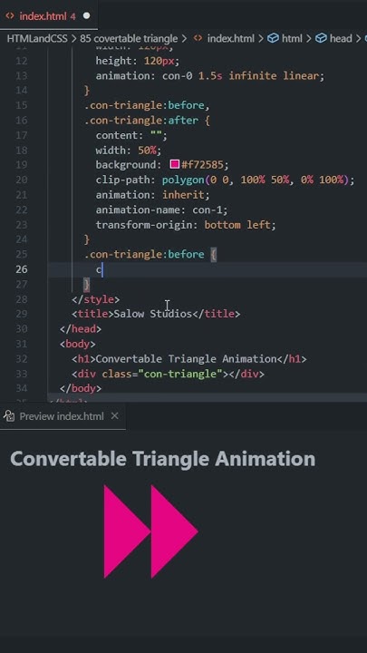 Convertible Triangle Animation HTML and CSS tutorial for beginners 2022 ...