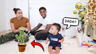 Baby Shine Has Cute Conversation with TALKING CACTUS Toy! *Hilarious*