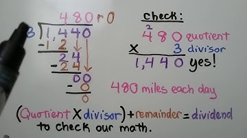 5th Grade Math 2.2, Divide by 1-digit Divisor, Check with Multiplication