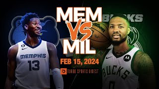 Milwaukee Bucks vs Memphis Grizzlies Full Game FEB 15, 2024 Highlights | NBA Season