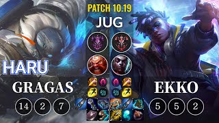 HLE Haru Gragas vs Ekko Jungle - KR Patch 10.19