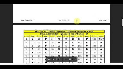 GSSSB Supervisor Instructor (Computer Group) Final Answer Key 2019