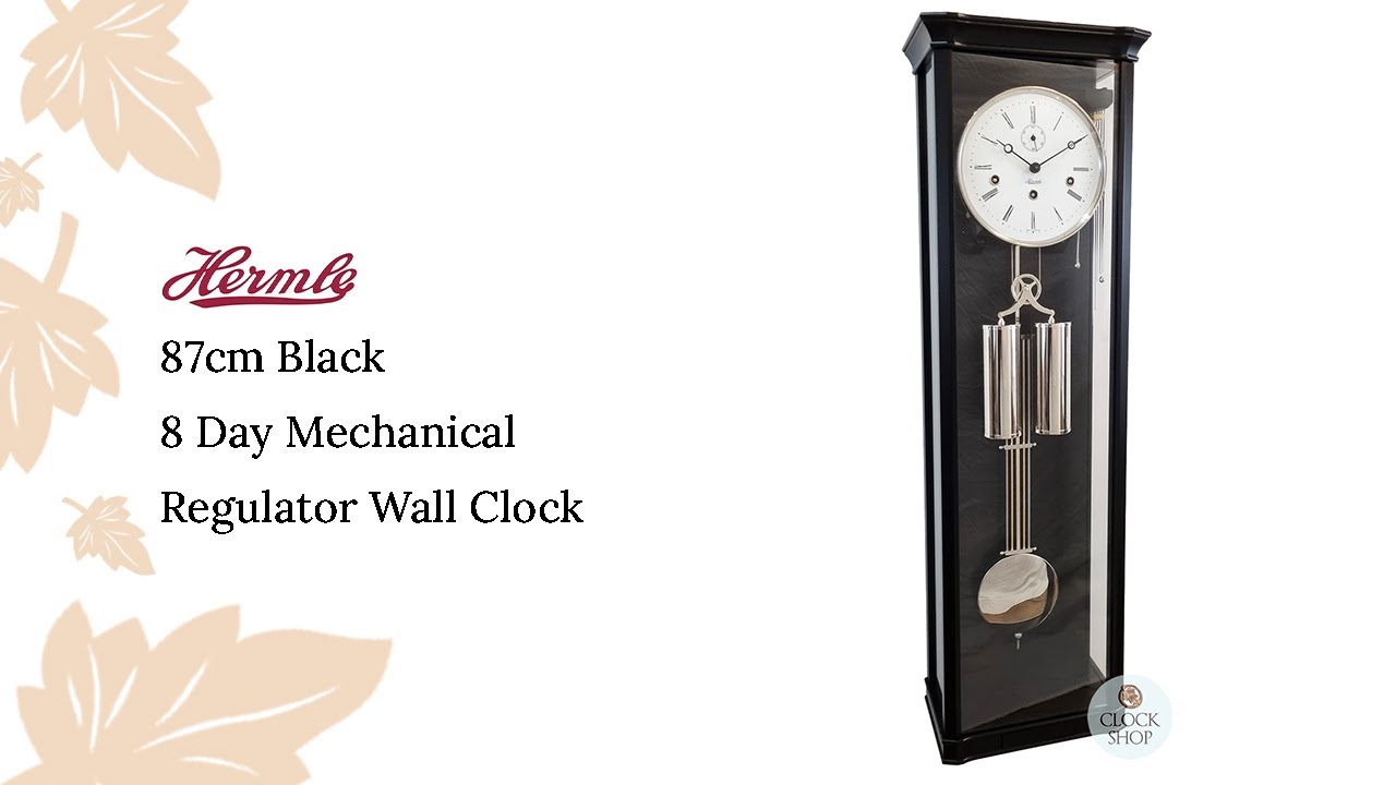 87cm Black 8 Day Mechanical Regulator Wall Clock By HERMLE - YouTube