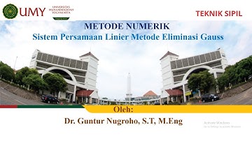 Metode Numerik Pertemuan ke 4 Sistem Persamaan Linier Metode Eliminasi Gauss,