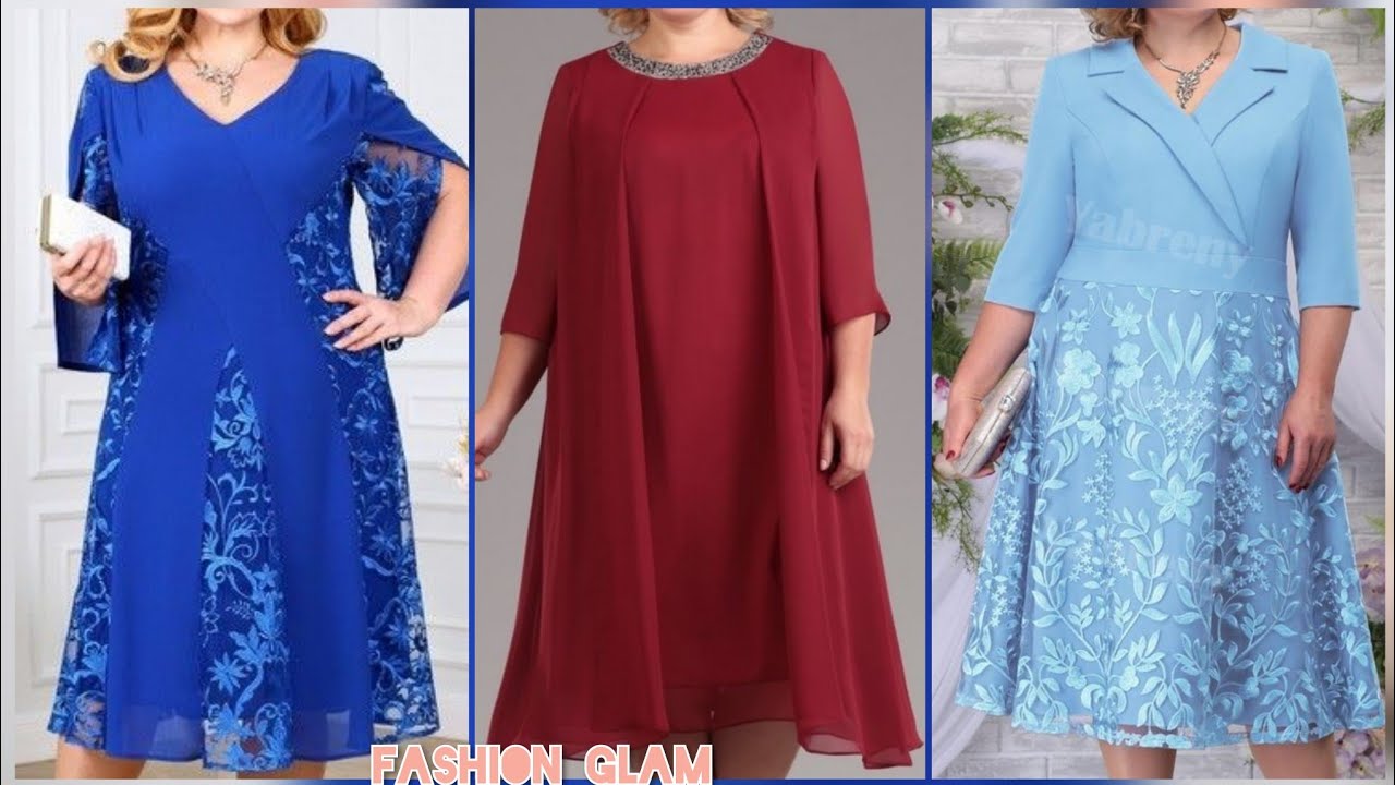 Plus Lace Patchwork & Embroidered ALine Midi Cocktail Party Dresses