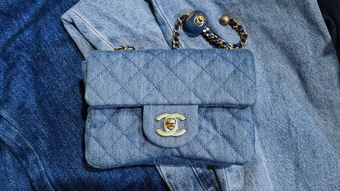 Chanel 23P Blue Rose Quilted Denim Small Heart Crush Flap Bag With