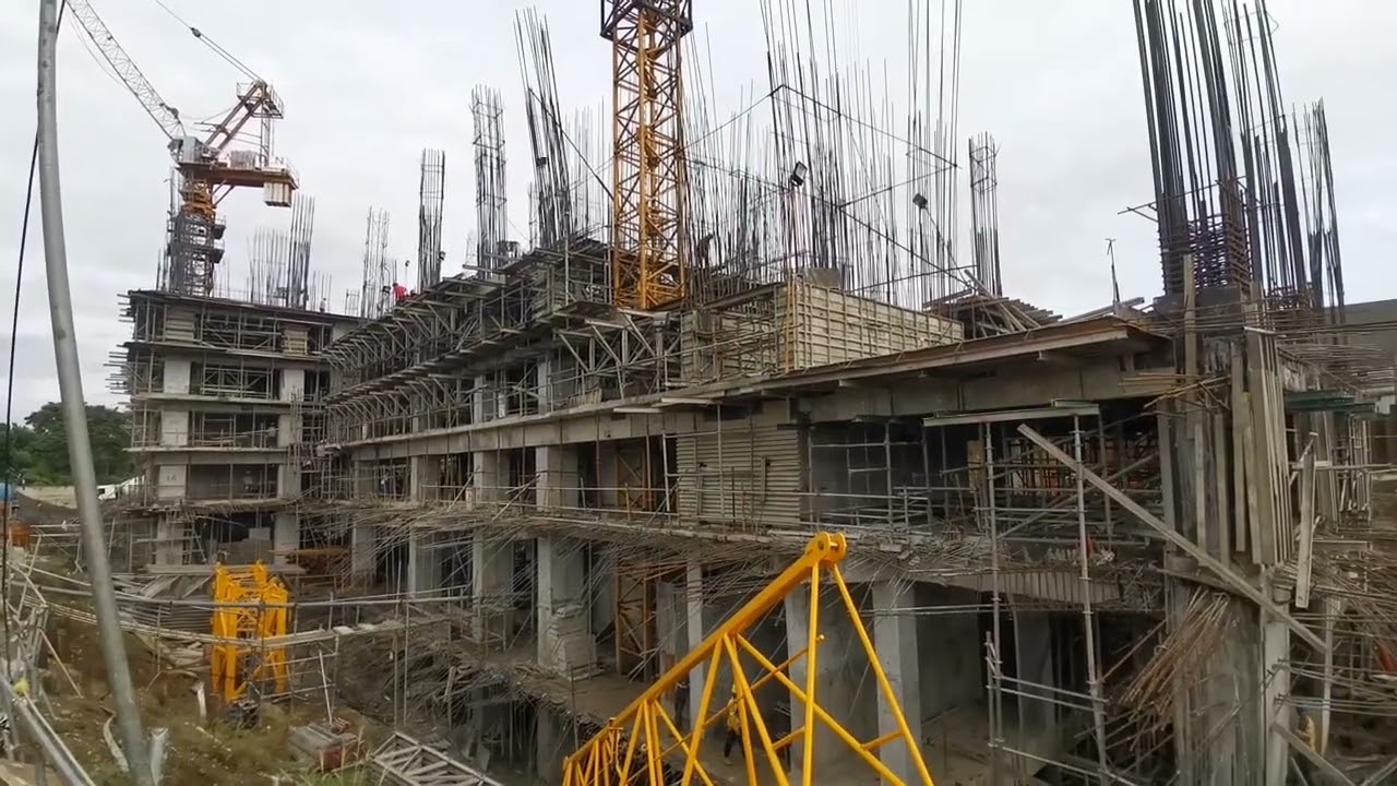 Construction of Highrise Building. (Foundation and Structural Frames Works)  