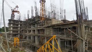 Construction Of Highrise Building. Foundation And Structural Frames Works .