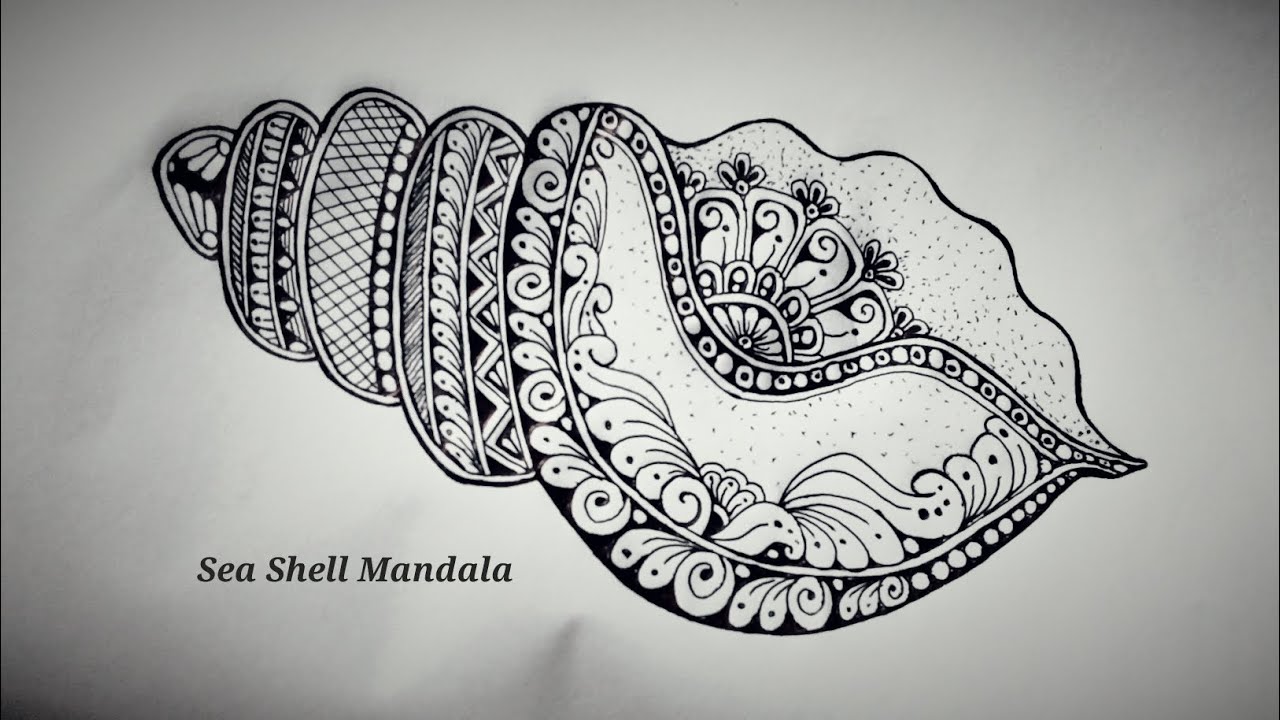 Sea shell mandala design|Mandala Art for beginners| latest mandala design|Zentangle design