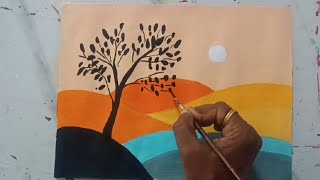 Boho Landscape Painting | This Painting Will Calm Your Mind 😌 | Easy Abstract Landscape Painting 🎨