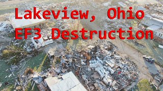 DEVASTATING Lakeview, Ohio EF3 Tornado Damage via Drone 3/16/2024