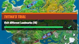Visit Different Landmarks (15) All Locations Guide - Fortnite TNTina's Trial Challenges