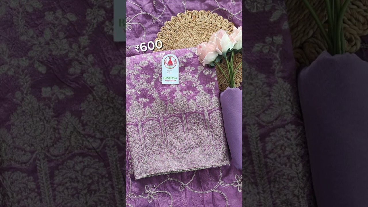 Purple Floral  Embroidered Unstitched Suit Set – Graceful & Lightweight for ₹600 