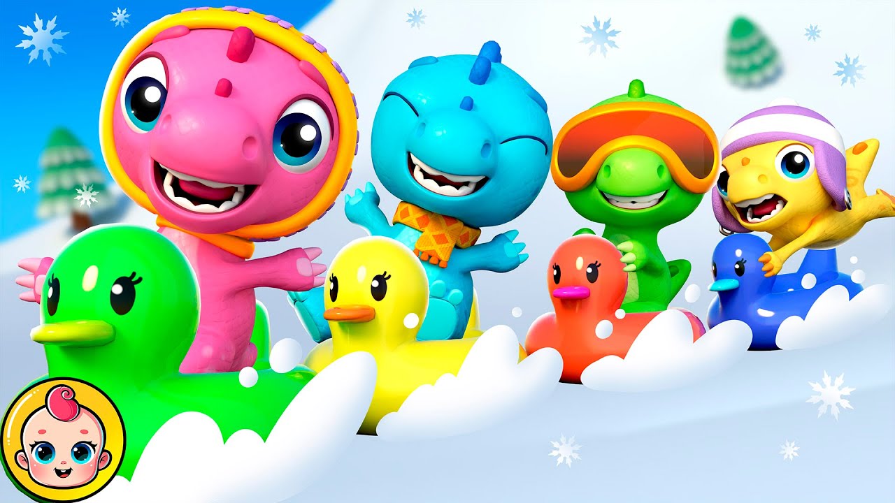 Five Little Dinos Winter Adventure | BubbleeeKids - Best Nursery Rhymes