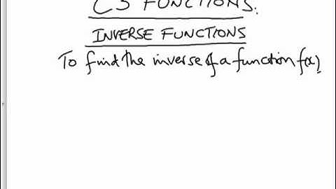 Inverse Functions