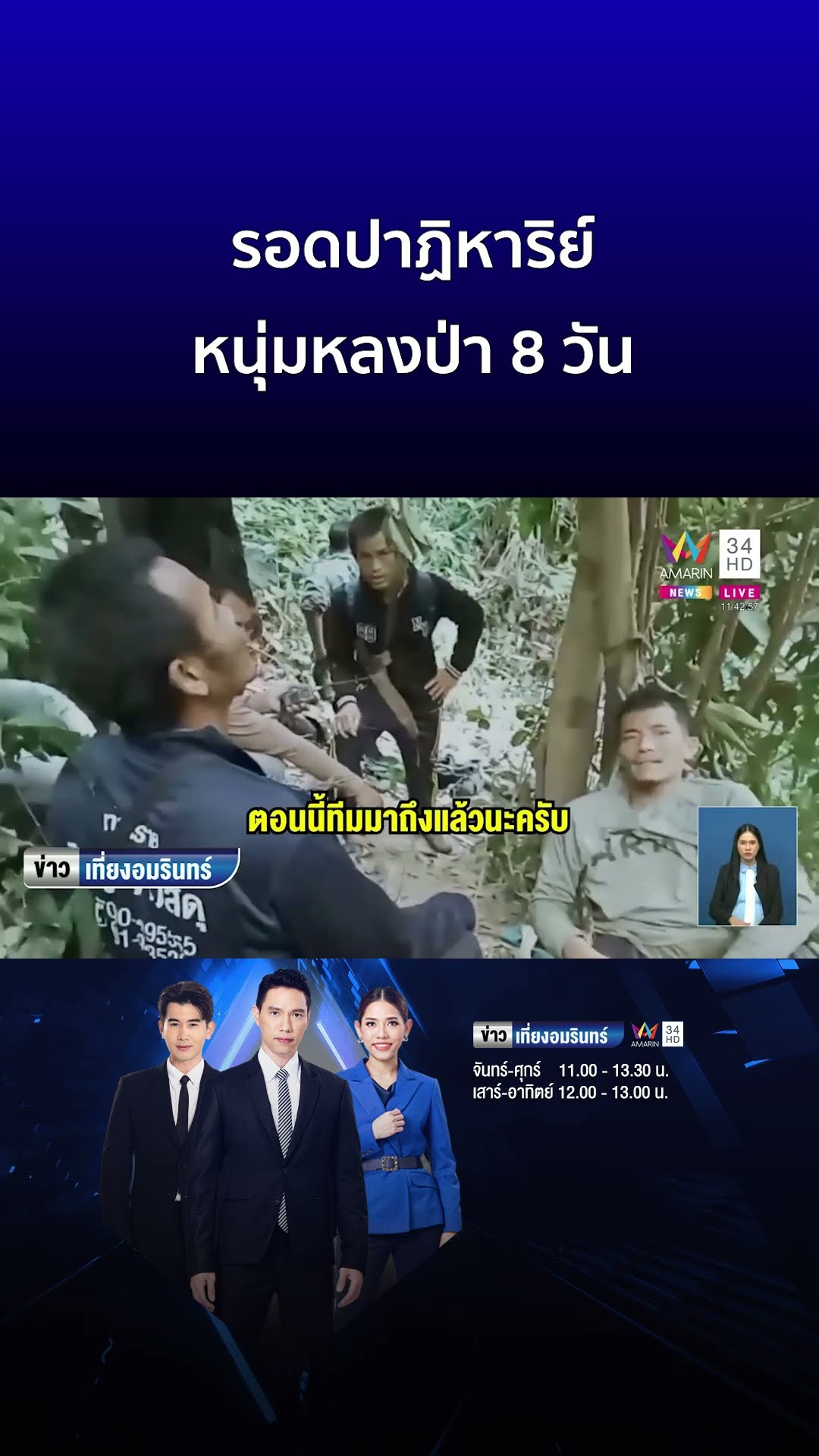 รอดปาฏิหาริย์ หนุ่มหลงป่า 8 วัน | ข่าวเที่ยงอมรินทร์