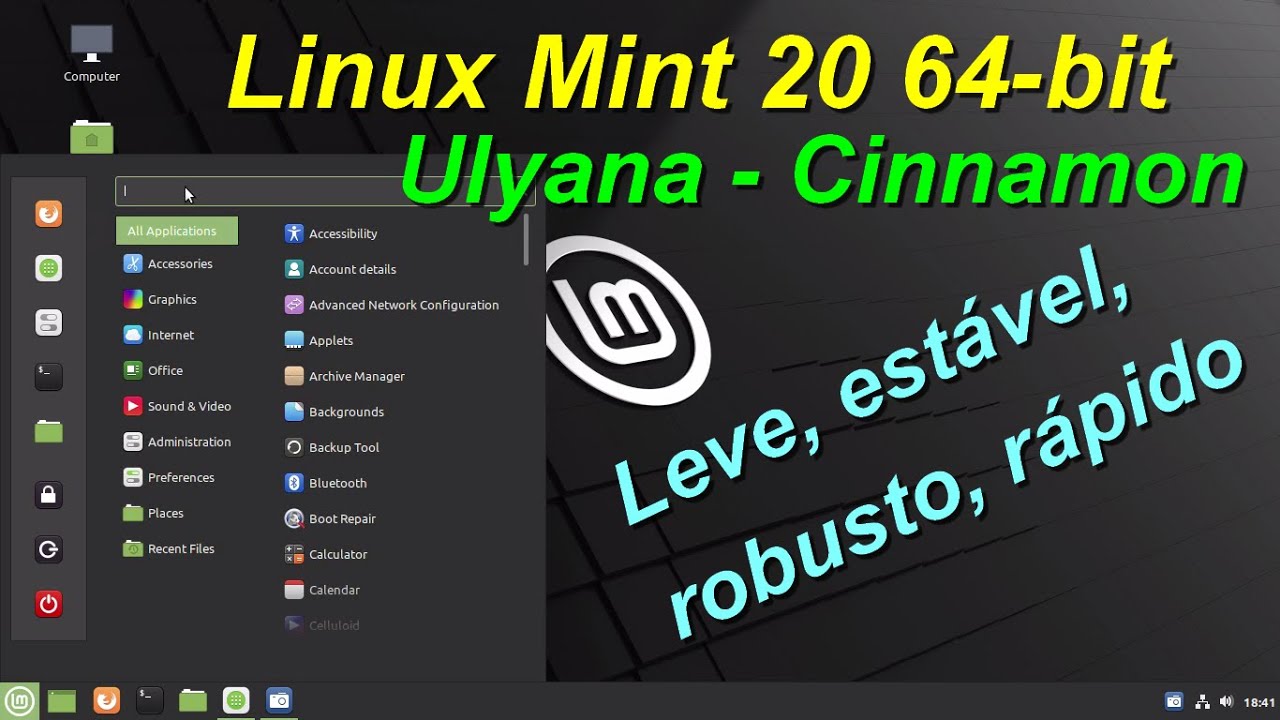 Teste no pendrive do Linux Mint 20 Ulyana Cinnamon 64-bit - YouTube