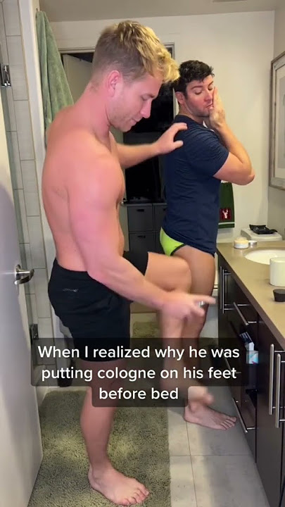 Why do you put cologne on your feet.?.?.? #lgbtq #lgbtcouple #couplecomedy #relateable #gayman