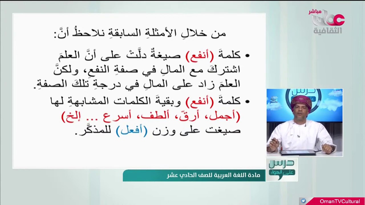 درس اسم التفضيل وعمله - للصف الحادي عشر الأستاذ محمود البلوشي