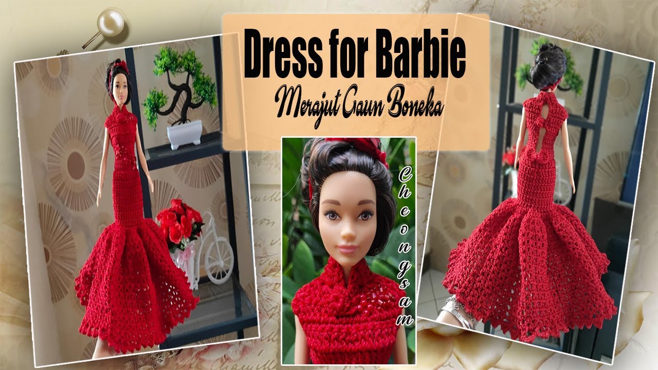 How to make Barbie Dress/Cara membuat gaun untuk boneka Barbie