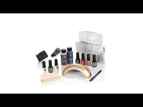 Red Carpet Manicure LED Gel Nail Polish Kit with Gold Li...
