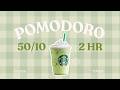 2-Hour 50/10 Pomodoro Timer 🍵 Green Tea Latte for Study | Cozy Lofi | Strong Focus | Classroom Music