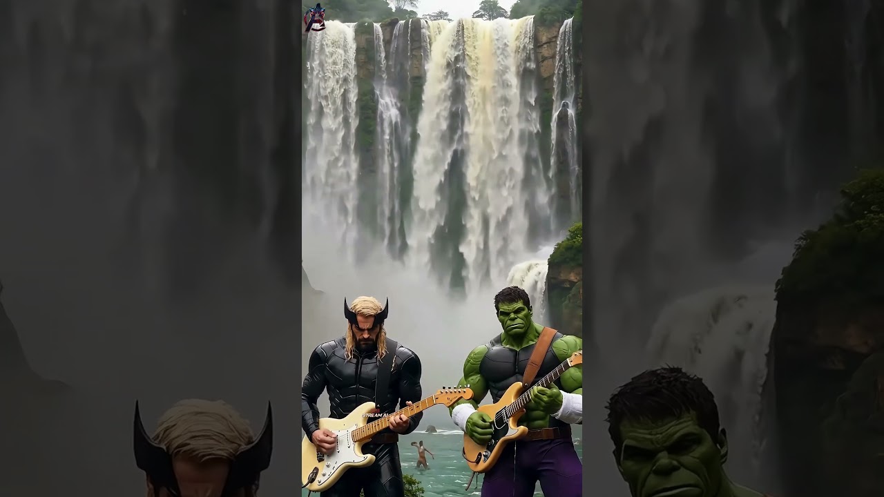 Thor and Hulk rock the forest — thunder riffs meet smashing beats! ⚡🎸💥🌲