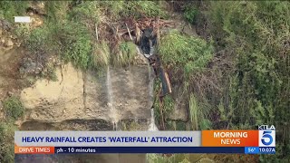 This rare 'waterfall' in Southern California only appears after heavy rainfall