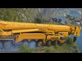 Spintires MudRunner -  Liebherr LTM 11200 Crane Lifting - MAN TGS 41.480 8x8 - Fall Down At Ravine