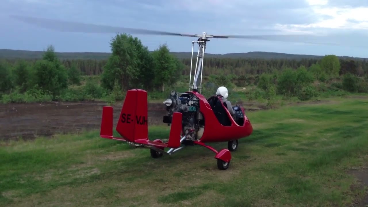 Gyrocopter start at Yxsjöberg airport (BDSM)