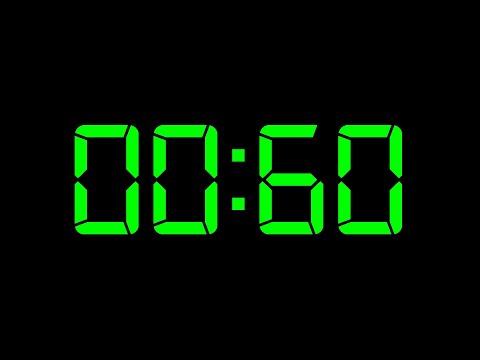 60 Second Countdown (HD) Green Black Screen No Copyright