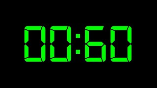 60 Second Countdown (HD) Green Black Screen No Copyright