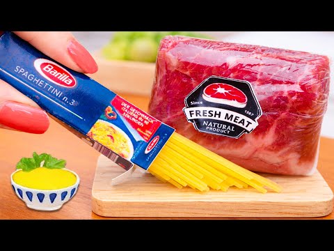 Yummy Miniature Onion Pasta with Beef Recipe Idea - Mini Yummy ASMR Cooking Video