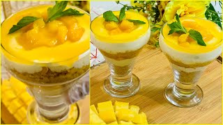 Easy Mango Dessert Recipe | Mango Delight Recipe | Delicious Sweet dessert | No bake Mango Dessert