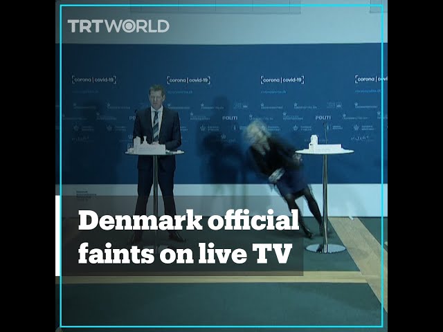 Denmark official faints during Covid-19 conference class=