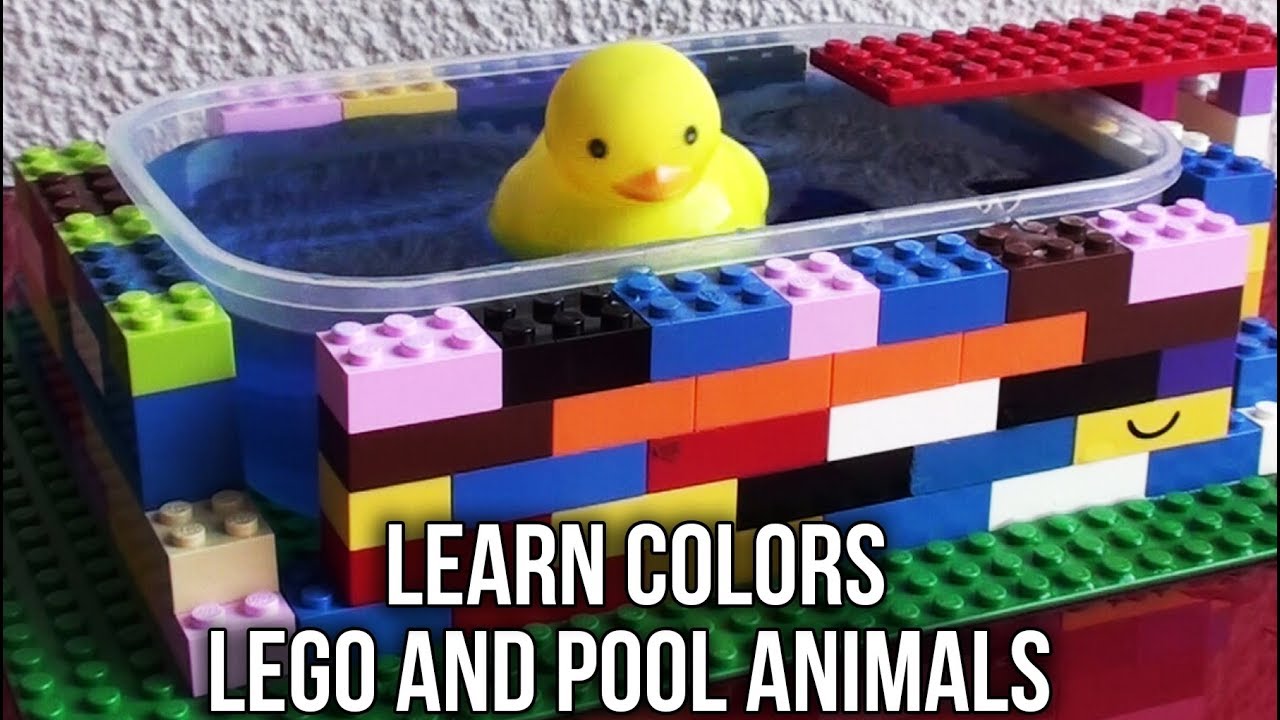 Learn Colors and Animals Lego Pool Bath Toys | How To Make