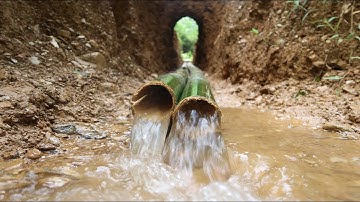 Primitive Technology: Build solidly Drainage tunnel by bamboo pipe - Part 2