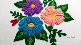 Hand embroidery flower design for cushion cover design