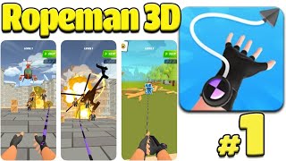 Rope man 3D - Level 1 - 50 Compete GamePlay By Lion Studios - Pull them all and throw! screenshot 3