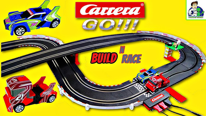 Carrera GO!!! Build 'N Race 62529 Racing Set 3.6 Electric Powered Slot Car  Racing Kids Toy Blocks Race Track Set Includes 2 Hand Controllers and 2