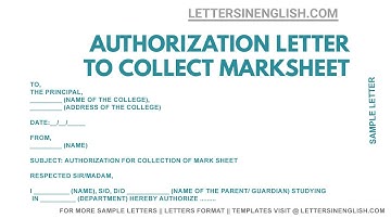 Authorization Letter for collection of Documents - Authorization Letter to Collect Mark sheet