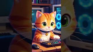 kitten hacker taps code on a retro terminal#animation #funny #kidsvideo #kids #kitten #kidworld