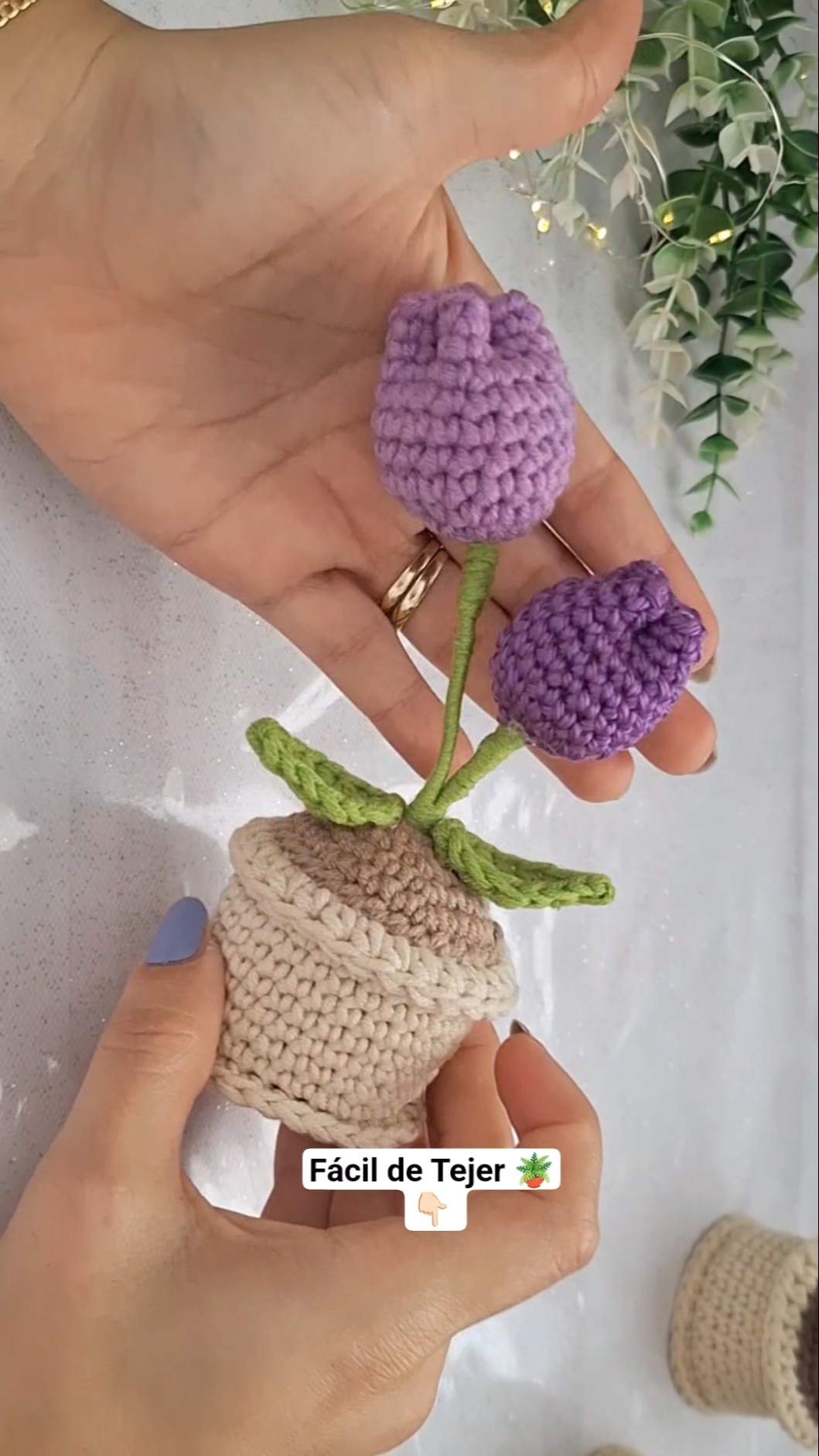 Crocheted flower pot with various flowers you can crochet