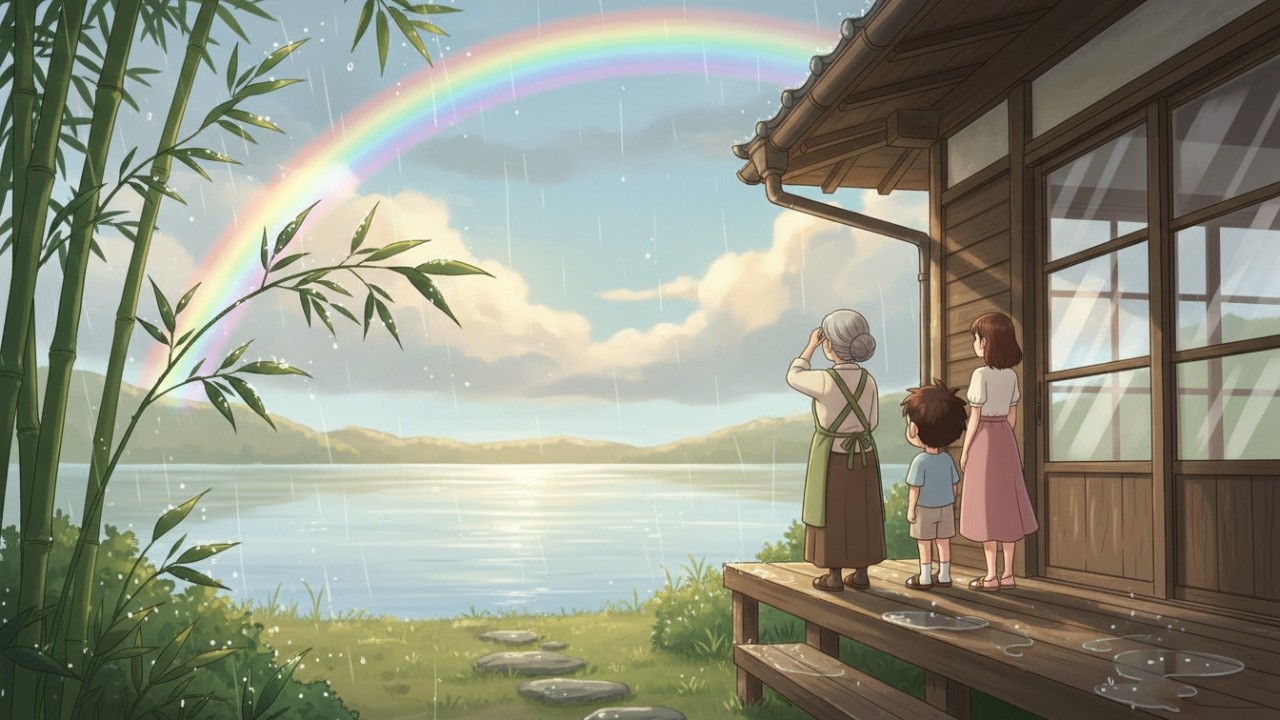 After the Storm 🌈 Cooking Rice Together as a Double Rainbow Appears | Ghibli Wonderland