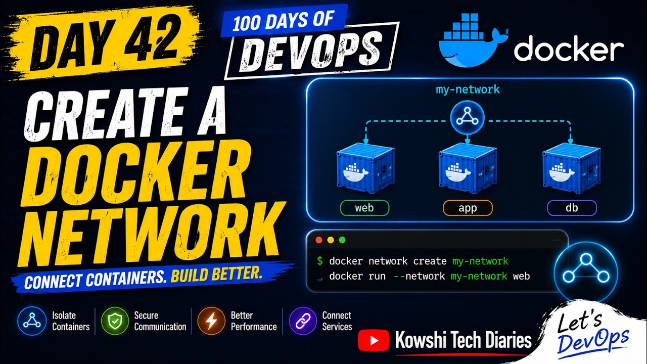 Day 42: Create a Docker Network 100 Days of DevOps #kodekloud #100 ...